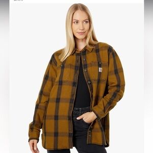 Carhartt Women's Loose Fit Heavyweight Twill Long-Sleeve Plaid Shirt Size: XS